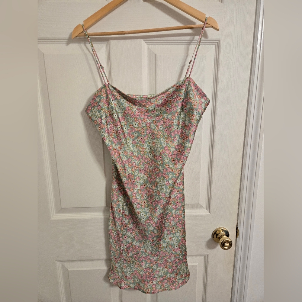 Dress Forum Strapless Floral Slip Dress - Pink and Green Size Large